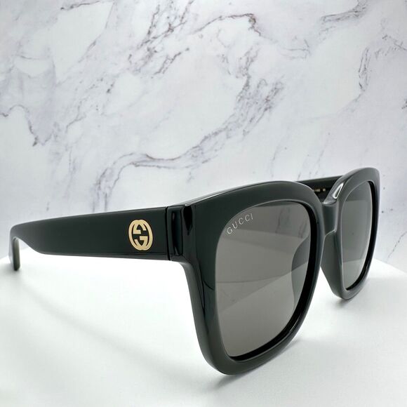 Gucci Black Square Gold GG Logo Made In Italy Authentic Men's Sunglasses - Picture 6 of 16